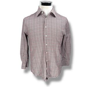 Suitsupply Dress Shirt Mens 15 3/4 Reddish Brown Check Egyptian Cotton Tessitura